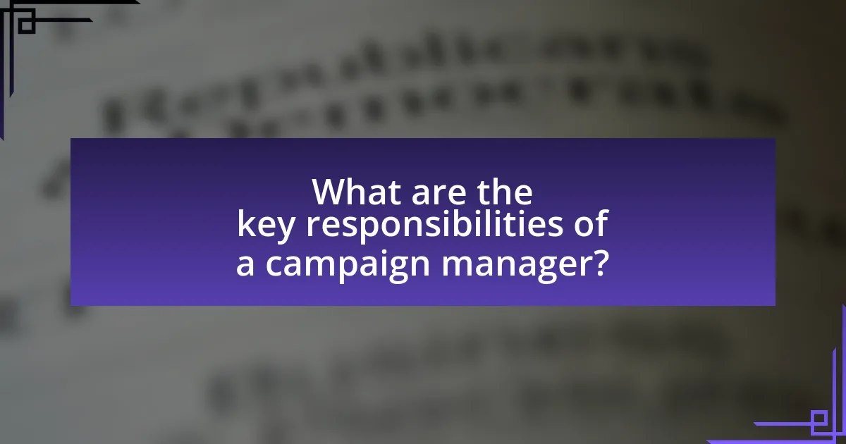 What are the key responsibilities of a campaign manager?